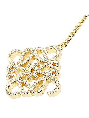 Loewe Loewe Anagram Necklace, Gold Plated, Rhinestones, Women's (view 1)