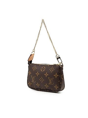 Louis Vuitton Louis Vuitton Monogram Mini Pochette Accessoires Chain Handbag Pouch M58009 Brown Leather Women's LOUIS VUITTON (view 2)