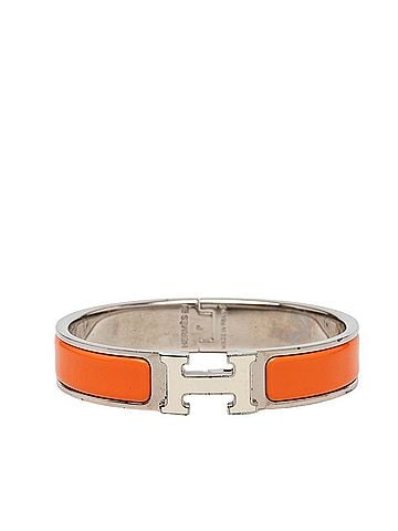 Hermès Hermes Click H PM Bracelet Bangle Silver Orange Ivory Metal Women's HERMES (view 1)