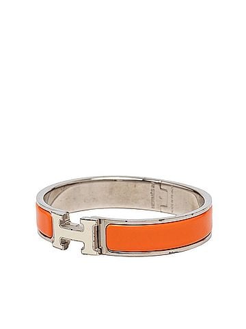 Hermès Hermes Click H PM Bracelet Bangle Silver Orange Ivory Metal Women's HERMES (view 2)