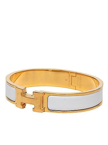 Hermès Hermes Click H PM Bracelet Bangle Gold White Plated Women's HERMES (view 2)