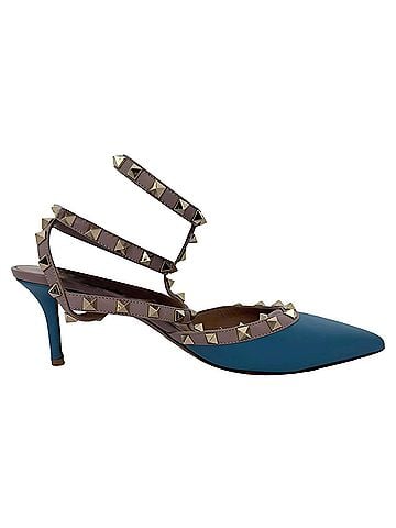 Mario Valentino Valentino Garavani Rockstud 65 Pumps in Blue Leather (view 1)