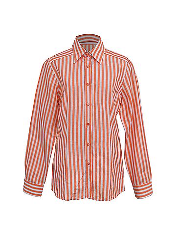 ETRO Etro Striped Button Down Shirt in Orange Cotton (view 1)
