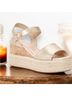 Luxe by Justfab Gold Tan Wedges Size 8 1/2 - photo 5