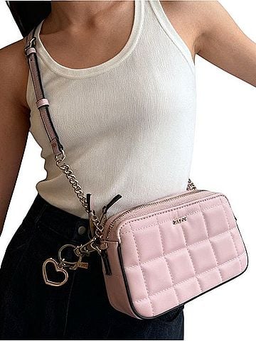 Aldo Quilted Blush Pink Crossbody with Gold Chain Crossbody Bag (view 2)