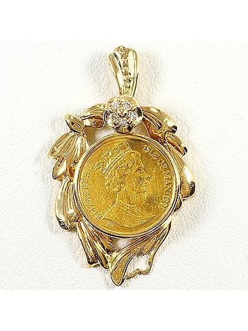 Unbranded K24 24K YG Yellow Gold 18K Pendant Top 1.25oz Diamond 0.05ct Card Total Weight 4.9g Jewelry (view 1)