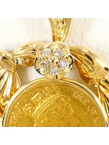 Unbranded K24 24K YG Yellow Gold 18K Pendant Top 1.25oz Diamond 0.05ct Card Total Weight 4.9g Jewelry (view 2)