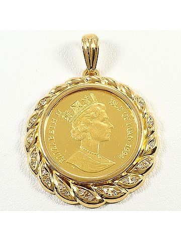 Unbranded K24 24K YG Yellow Gold Pendant Top, 1.5 oz, 0.11ct Diamond, Card, Total Weight 12.1g, Jewelry (view 1)