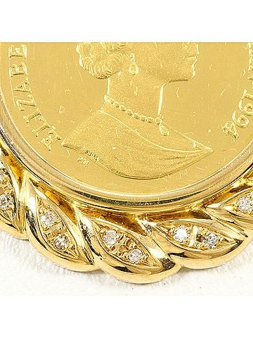 Unbranded K24 24K YG Yellow Gold Pendant Top, 1.5 oz, 0.11ct Diamond, Card, Total Weight 12.1g, Jewelry (view 2)