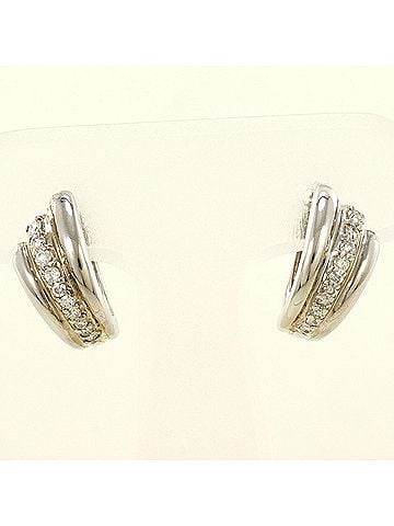 Unbranded 18K (18-karat white gold) earrings with 0.13ct diamonds, card design, total weight 4.8g, jewelry. (view 1)