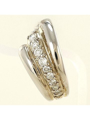 Unbranded 18K (18-karat white gold) earrings with 0.13ct diamonds, card design, total weight 4.8g, jewelry. (view 2)