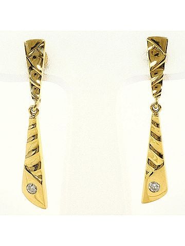 Unbranded 18K (18-karat) Yellow Gold Earrings with 0.05cc Diamonds, Card Design, Total Weight 5.2g, Jewelry (view 1)