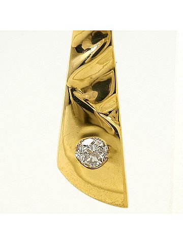 Unbranded 18K (18-karat) Yellow Gold Earrings with 0.05cc Diamonds, Card Design, Total Weight 5.2g, Jewelry (view 2)