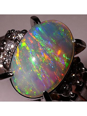 Unbranded PT900 Platinum Ring, 1 piece, Opal 1.46ct, Diamond 0.09ct, Total Weight 4.9g, Jewelry (view 2)