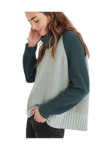 Madewell Madewell Eastbrook Turtleneck Cross-Back Sweater in Cotton-Merino Yarn Pullover Sweater (view 1)