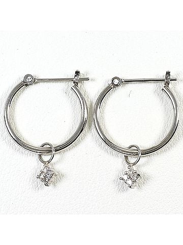 Unbranded PT900 Platinum Earrings with Diamonds (No carat markings), Total Weight 1.3g, Jewelry (view 1)