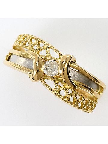 Unbranded PT900 Platinum 18K Yellow Gold Ring with 0.07ct Diamond, Total Weight 2.0g - Jewelry (view 1)