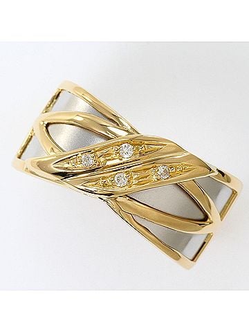 Unbranded PT900 Platinum 18K Yellow Gold Ring, 1 Diamond (0.027ct), Total Weight 3.4g, Jewelry (view 1)