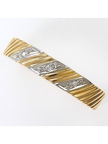 Unbranded PT900 Platinum 18K Yellow Gold Ring with 1 Diamond (carat mark not specified), Total Weight 2.1g, Jewelry (view 1)