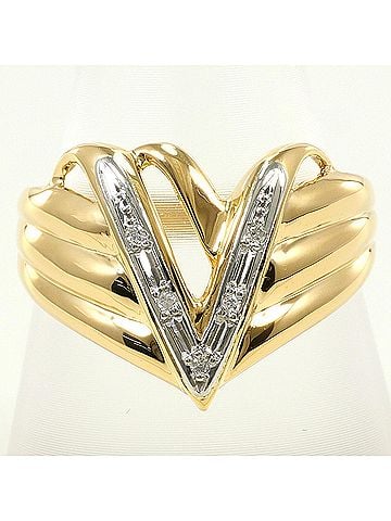 Unbranded PT900 Platinum 18K Yellow Gold Ring, 1 Diamond (0.03ct), Total Weight 3.5g, Jewelry (view 1)