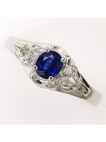 Unbranded PT900 Platinum Ring, 1 piece, Sapphire 0.48ct, Diamond 0.51ct, Total Weight 2.9g, Jewelry (view 1)