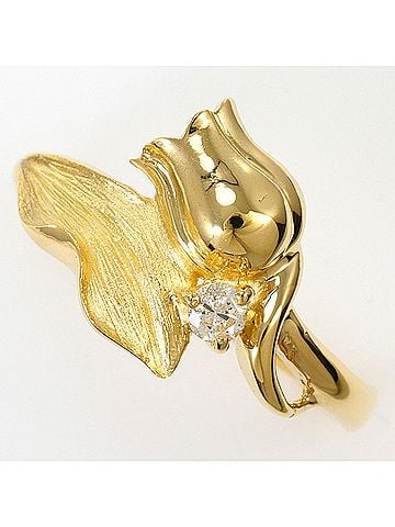 Unbranded 18K (18-karat) Yellow Gold Ring, 1 Diamond, 0.06ct, Total Weight 2.7g, Jewelry (view 1)