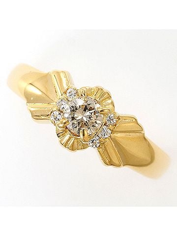 Unbranded 18K (18-karat) Yellow Gold Ring with 0.22ct Diamond, Total Weight 2.1g, Jewelry (view 1)