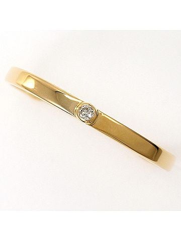Unbranded 18K (18-karat) Yellow Gold Ring with Diamond (carat weight not stamped), Total Weight 0.9g, Jewelry (view 1)