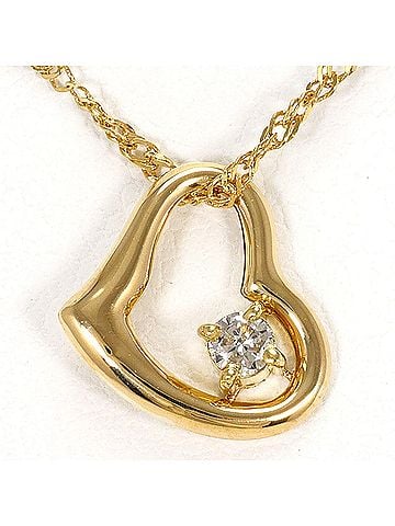 Unbranded 18K (18-karat) Yellow Gold Necklace with 0.07ct Diamond, Total Weight 1.4g, 40cm Length, Jewelry (view 1)