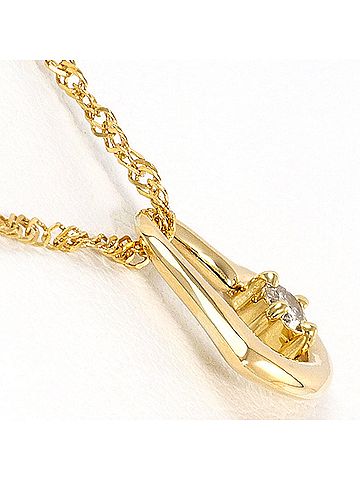 Unbranded 18K (18-karat) Yellow Gold Necklace with 0.07ct Diamond, Total Weight 1.4g, 40cm Length, Jewelry (view 2)