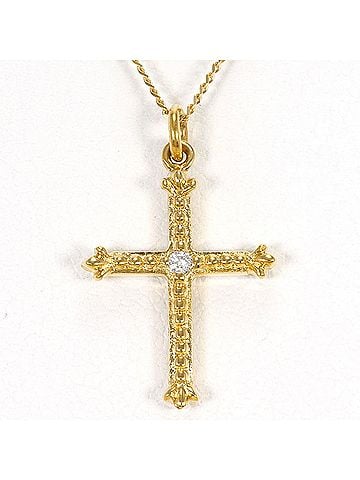 Unbranded 18K (18-karat) Yellow Gold Necklace with Diamond (carat weight not stamped), Total Weight 1.7g, 45cm, Jewelry (view 1)