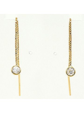 Unbranded 18K (18-karat) Yellow Gold (YG) Earrings with Zirconia, Total Weight 0.4g, Jewelry (view 1)