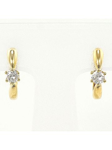 Unbranded 18K (18-karat) Yellow Gold Earrings with Diamonds: 0.14ct and 0.13ct, Total Weight: 2.2g, Jewelry (view 1)