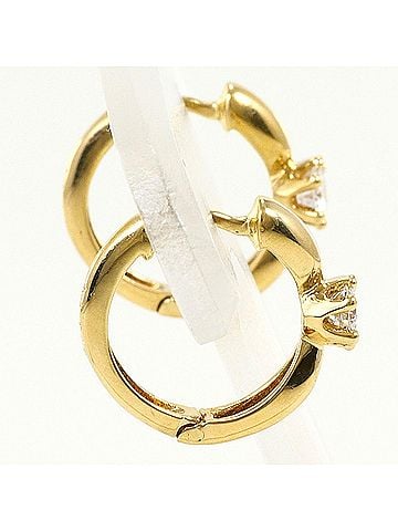 Unbranded 18K (18-karat) Yellow Gold Earrings with Diamonds: 0.14ct and 0.13ct, Total Weight: 2.2g, Jewelry (view 2)