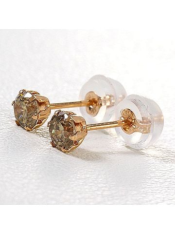 Unbranded 18K (18-karat gold) Pink Gold Earrings with Brown Diamonds (0.20ct), Total Weight 0.3g, Jewelry (view 1)