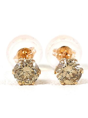 Unbranded 18K (18-karat gold) Pink Gold Earrings with Brown Diamonds (0.20ct), Total Weight 0.3g, Jewelry (view 2)