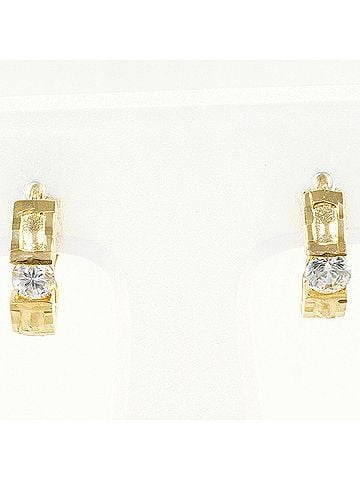 Unbranded 18K (18-karat) Yellow Gold (YG) Earrings with Zirconia, Total Weight 2.3g, Jewelry (view 1)