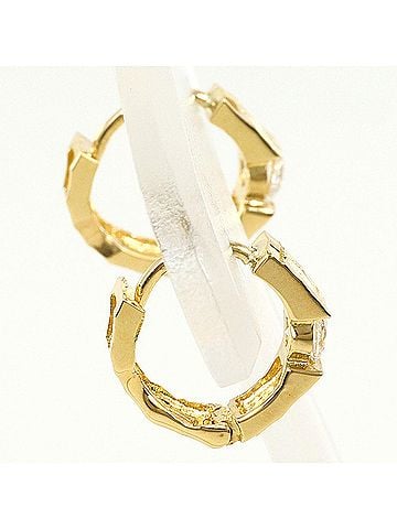 Unbranded 18K (18-karat) Yellow Gold (YG) Earrings with Zirconia, Total Weight 2.3g, Jewelry (view 2)