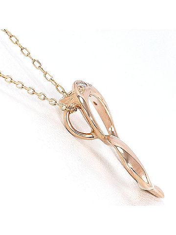 Unbranded K10 10K Pink Gold Necklace with Diamond (carat weight not stamped), Total Weight 1.2g, 39cm, Jewelry (view 2)