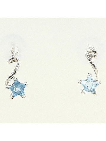 Unbranded K14 14K WG White Gold Earrings with Blue Topaz, Total Weight 0.5g, Jewelry (view 1)