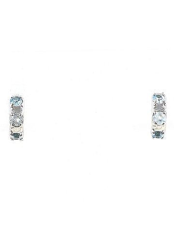 Unbranded K14 14K White Gold Earrings with Blue Topaz and Aquamarine, Total Weight 0.6g, Jewelry (view 1)