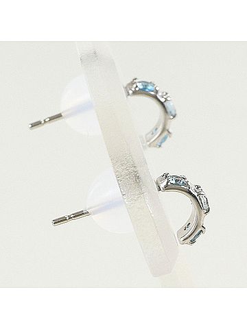 Unbranded K14 14K White Gold Earrings with Blue Topaz and Aquamarine, Total Weight 0.6g, Jewelry (view 2)