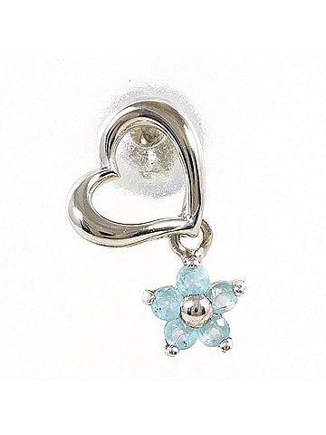 Unbranded K14 14K WG White Gold Earring (Single Earring) with Blue Topaz, Total Weight 0.5g, Jewelry (view 1)