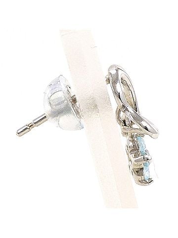 Unbranded K14 14K WG White Gold Earring (Single Earring) with Blue Topaz, Total Weight 0.5g, Jewelry (view 2)