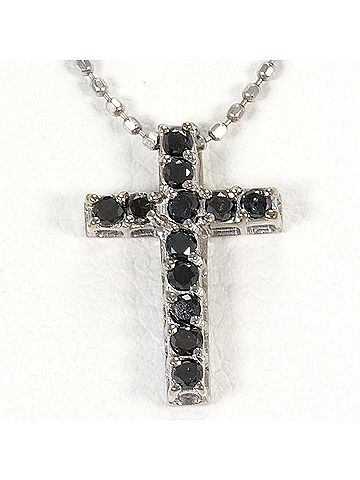 Unbranded 18K (18-karat white gold) necklace with 0.25ct black diamond and 0.10ct diamond. Total weight 2.5g. 44cm. Jewelry. (view 1)