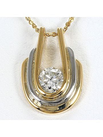 Unbranded PT900 Platinum 18K Yellow Gold Necklace with Diamond (carat weight not stamped), Total Weight 2.4g, 38cm, Jewelry (view 1)