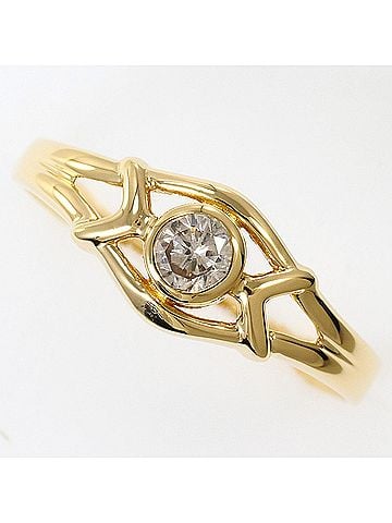 Unbranded 18K (18-karat) Yellow Gold Ring with 0.13ct Diamond, Total Weight 1.4g, Jewelry (view 1)