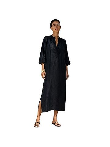 Nili Lotan Embroidered Silk Kaftan Dress Casual Dress (view 1)
