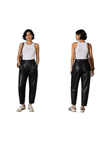 Ralph Lauren Lambskin Leather Pleated Trousers Leather Pants (view 2)