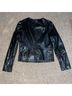 J Brand 100% Lambskin 100% Acetate Camo Black Jacket Size S - photo 10